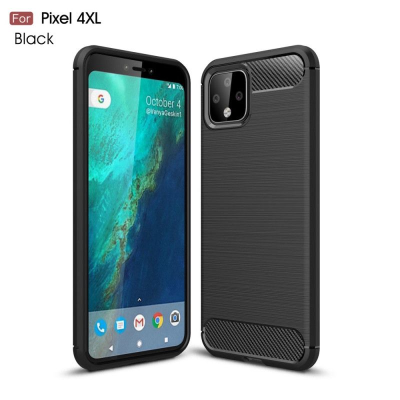 Hoesje voor Google Pixel 4 XL Rood Zwart Geborsteld Koolstofvezel