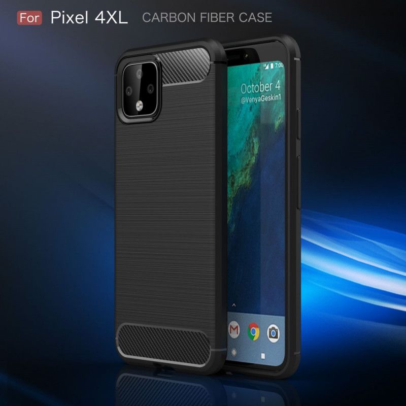 Hoesje voor Google Pixel 4 XL Rood Zwart Geborsteld Koolstofvezel