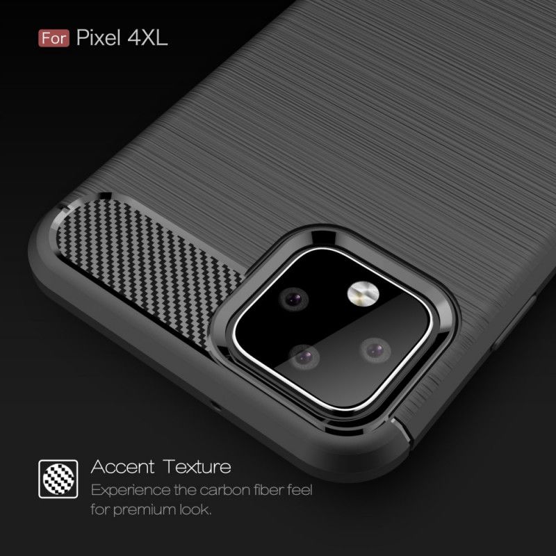Hoesje voor Google Pixel 4 XL Rood Zwart Geborsteld Koolstofvezel