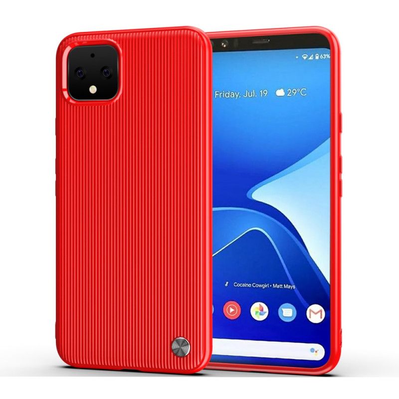 Hoesje voor Google Pixel 4 XL Rood Zwart Getextureerde Siliconen