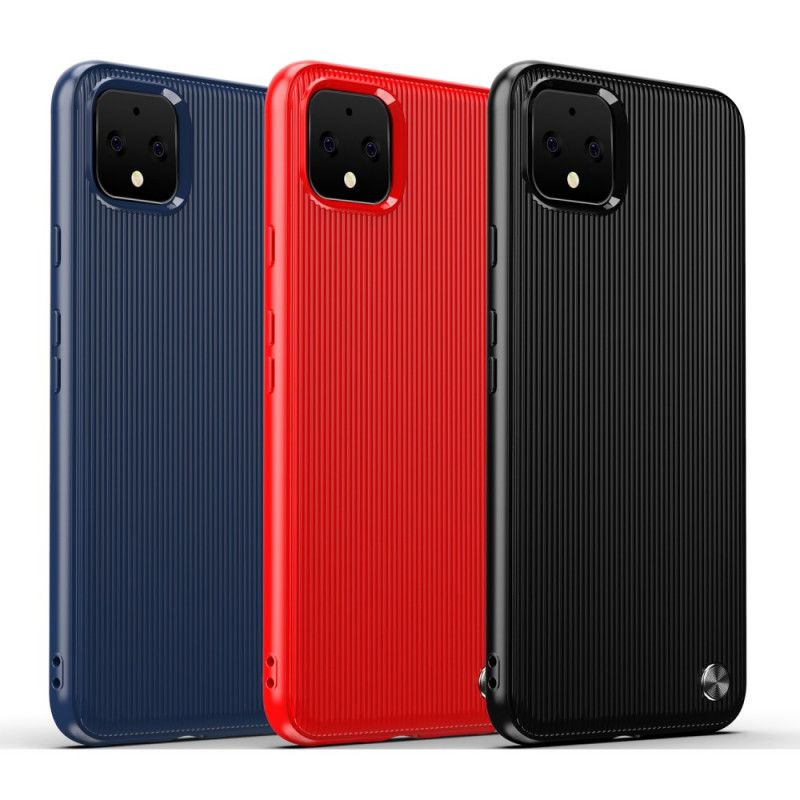 Hoesje voor Google Pixel 4 XL Rood Zwart Getextureerde Siliconen
