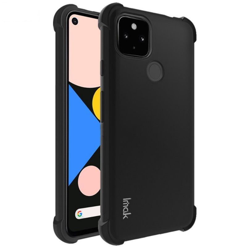 Case Hoesje Google Pixel 4A 5G Grijs Zwart Telefoonhoesje Flexibele Siliconen Met Imak-Schermfolie