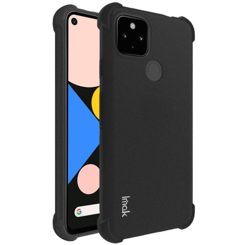Case Hoesje Google Pixel 4A 5G Grijs Zwart Telefoonhoesje Flexibele Siliconen Met Imak-Schermfolie