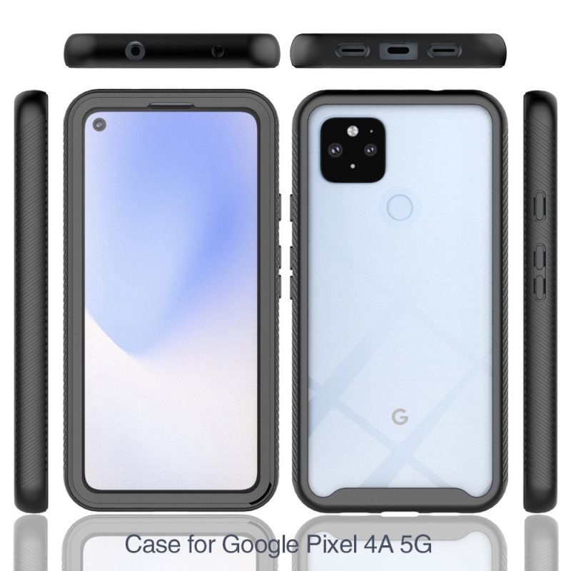 Cover Hoesje Google Pixel 4A 5G Wit Zwart Telefoonhoesje Hybride Afgeschuinde Randen