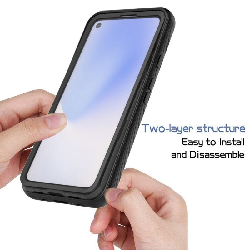 Cover Hoesje Google Pixel 4A 5G Wit Zwart Telefoonhoesje Hybride Afgeschuinde Randen