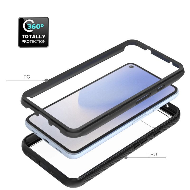 Cover Hoesje Google Pixel 4A 5G Wit Zwart Telefoonhoesje Hybride Afgeschuinde Randen