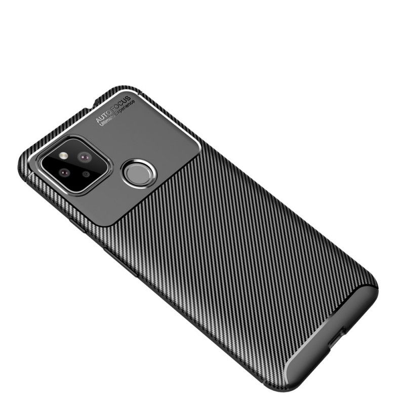 Hoesje Google Pixel 4A 5G Donkerblauw Zwart Flexibele Koolstofvezeltextuur