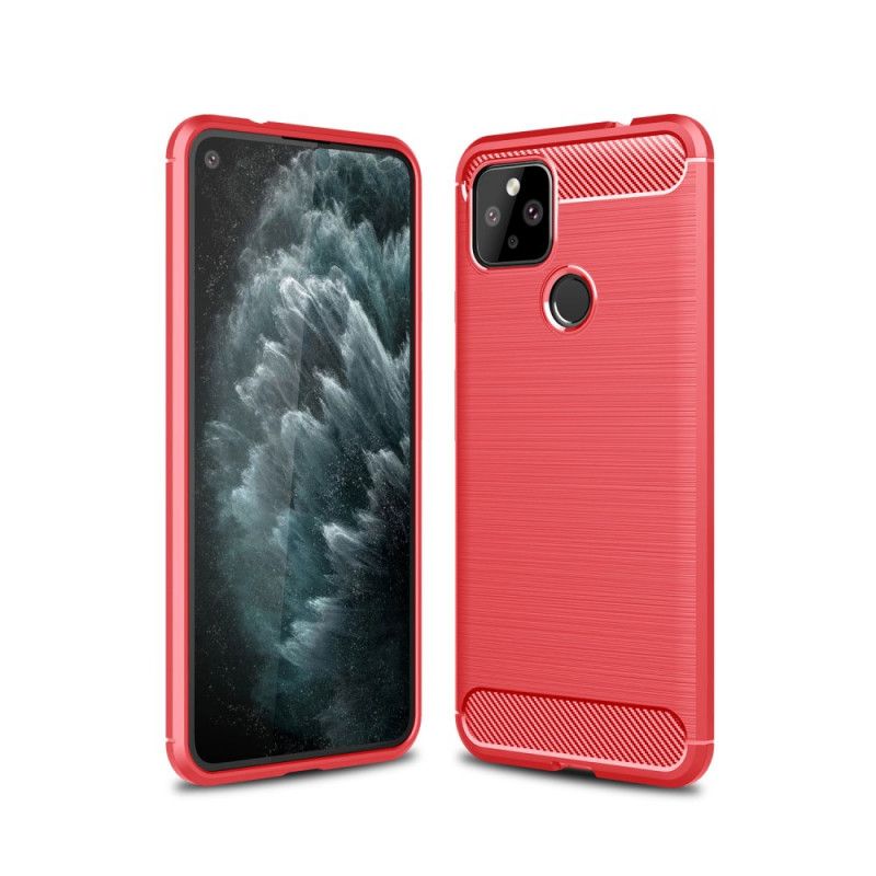 Hoesje Google Pixel 4A 5G Rood Zwart Geborsteld Koolstofvezel