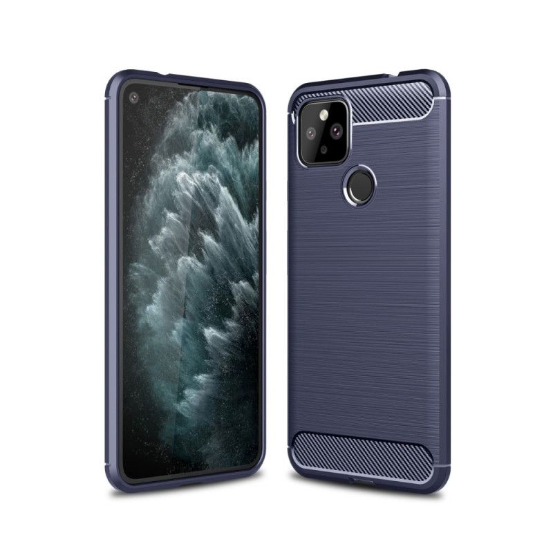 Hoesje Google Pixel 4A 5G Rood Zwart Geborsteld Koolstofvezel