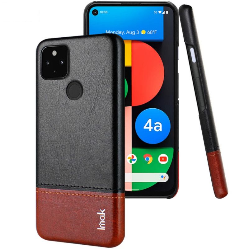 Hoesje Google Pixel 4A 5G Rood Zwart Imak Ruiyi Serie Leereffect