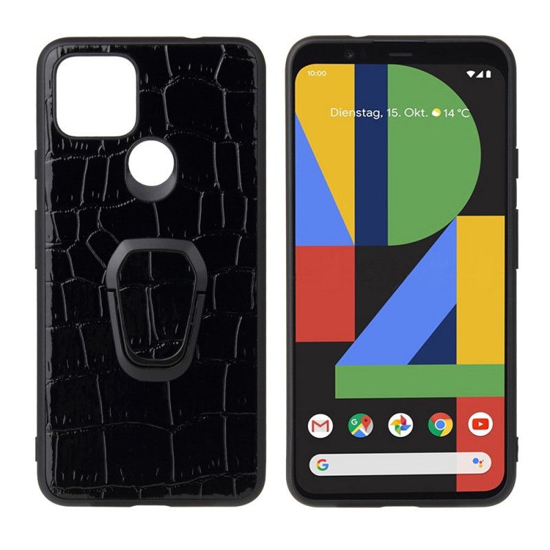 Hoesje Google Pixel 4A 5G Telefoonhoesje Krokodilstijl Met Ringstandaard