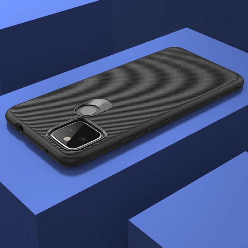 Hoesje voor Google Pixel 4A 5G Donkerblauw Zwart Twill Uit De Jazzserie