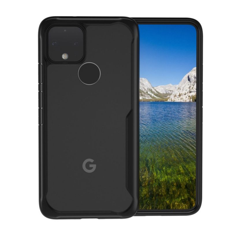 Hoesje voor Google Pixel 4A 5G Rood Zwart Hybride Met Afgeschuinde Randen
