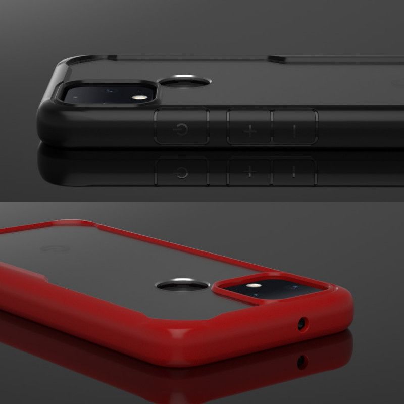 Hoesje voor Google Pixel 4A 5G Rood Zwart Hybride Met Afgeschuinde Randen