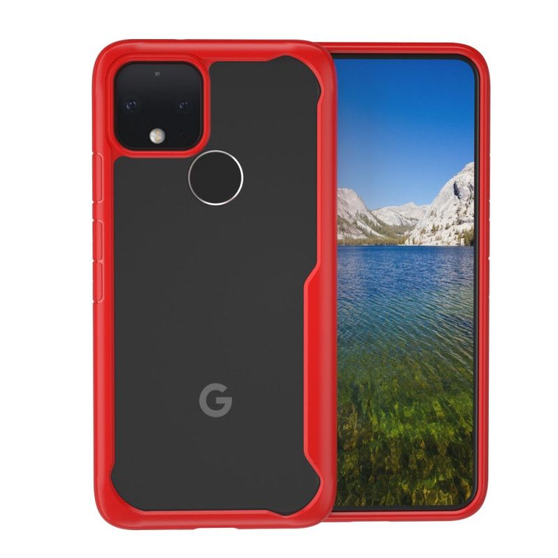 Hoesje voor Google Pixel 4A 5G Rood Zwart Hybride Met Afgeschuinde Randen