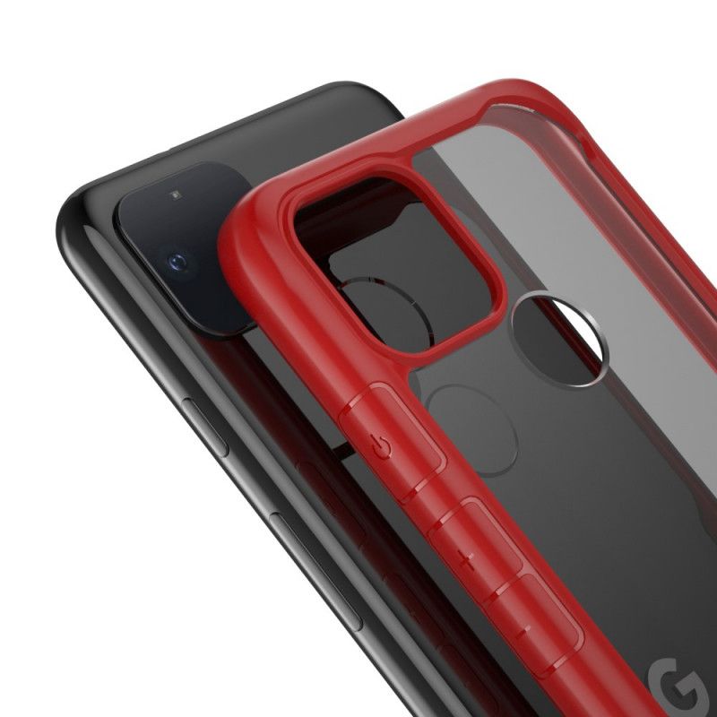 Hoesje voor Google Pixel 4A 5G Rood Zwart Hybride Met Afgeschuinde Randen