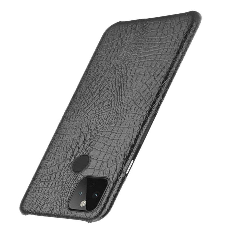 Hoesje voor Google Pixel 4A 5G Wit Zwart Effect Van Krokodillenhuid