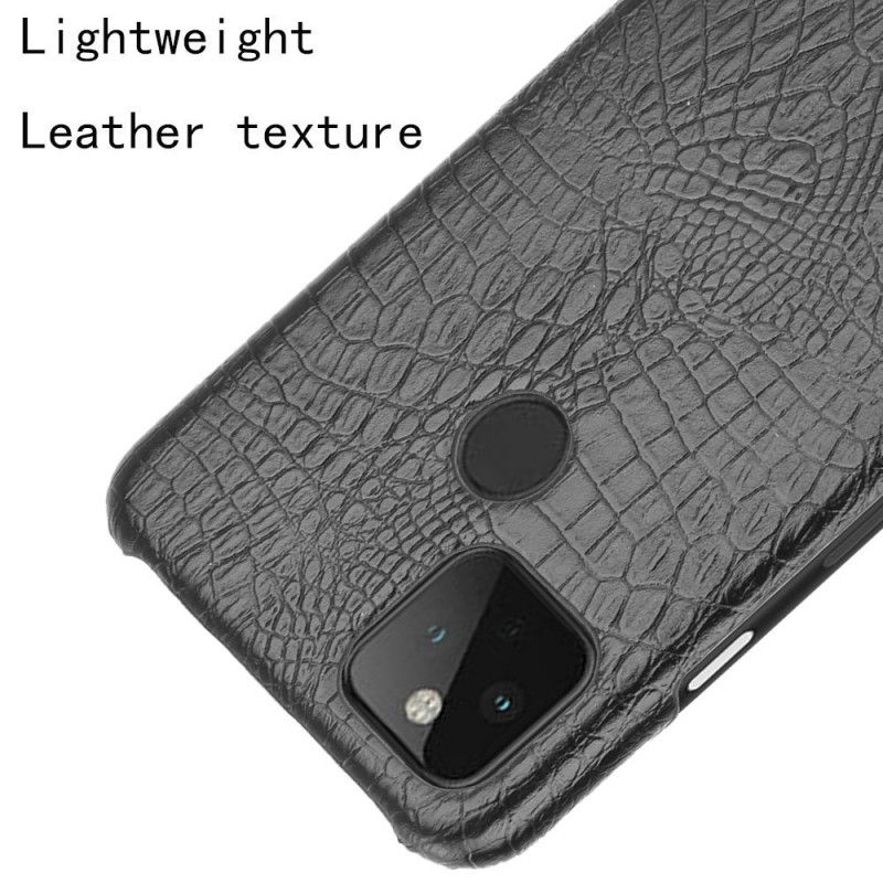 Hoesje voor Google Pixel 4A 5G Wit Zwart Effect Van Krokodillenhuid