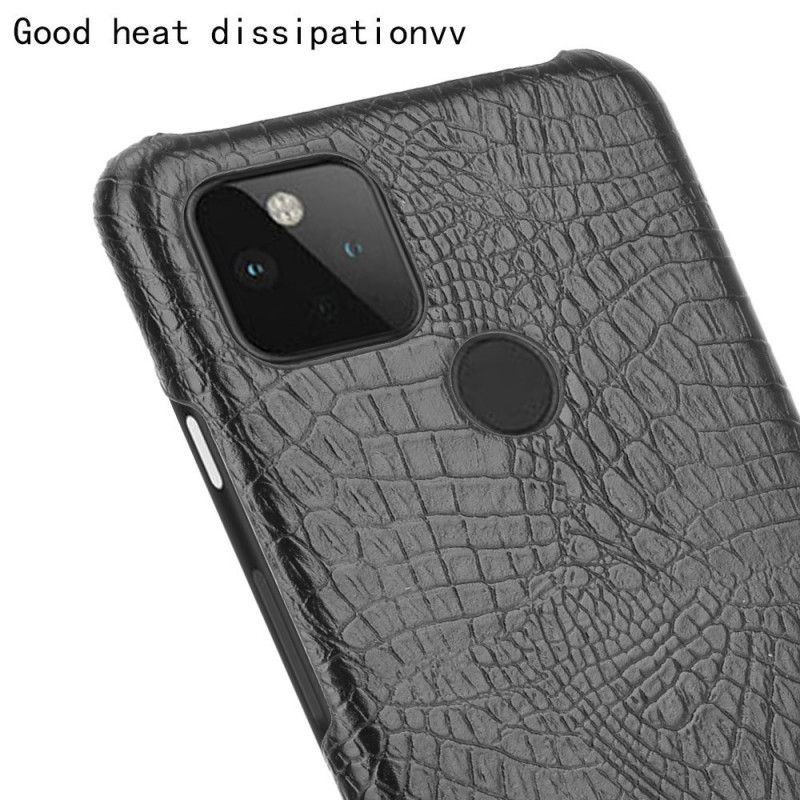 Hoesje voor Google Pixel 4A 5G Wit Zwart Effect Van Krokodillenhuid