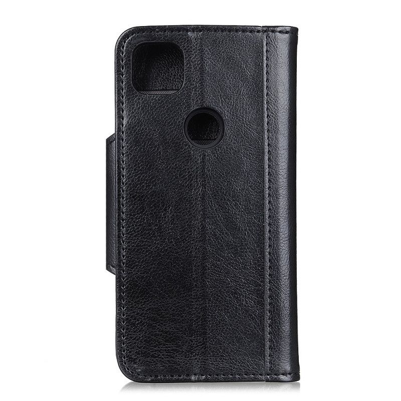 Leren Hoesje Google Pixel 4A 5G Wit Zwart Gespen Elegantie Van Imitatieleer