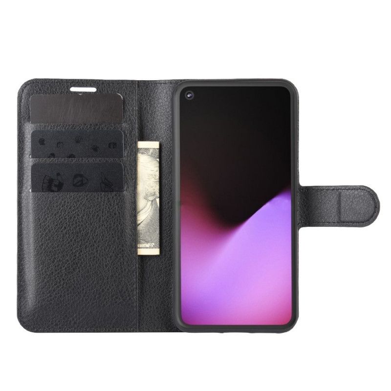 Leren Hoesje Google Pixel 4A 5G Wit Zwart Klassiek Kunstleer
