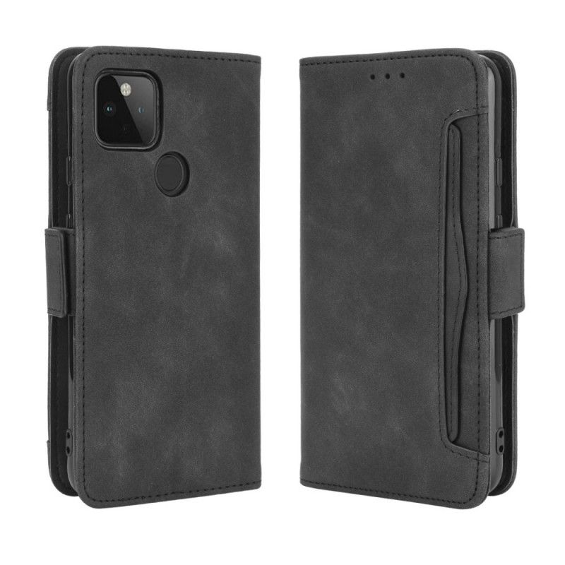 Leren Hoesje voor Google Pixel 4A 5G Rood Zwart Eersteklas Multikaart