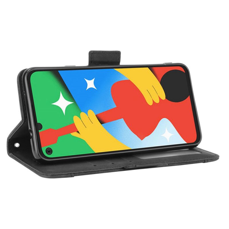 Leren Hoesje voor Google Pixel 4A 5G Rood Zwart Eersteklas Multikaart