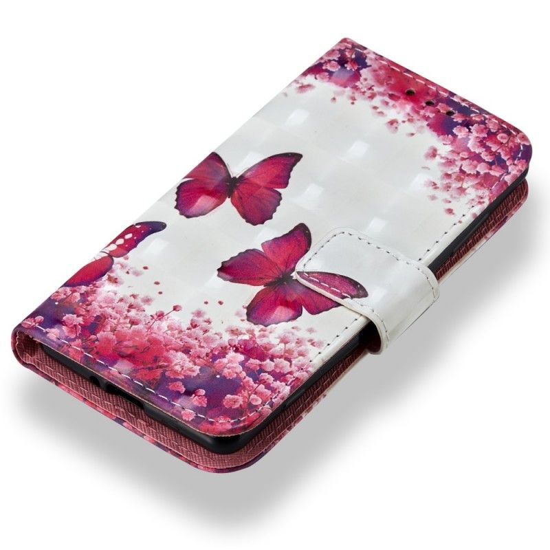 Leren Hoesje voor Sony Xperia XZ2 Compact 3D Rode Vlinders