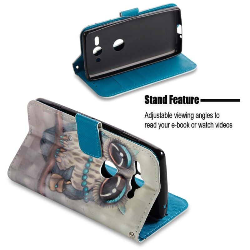 Leren Hoesje voor Sony Xperia XZ2 Compact Miss Uil 3D