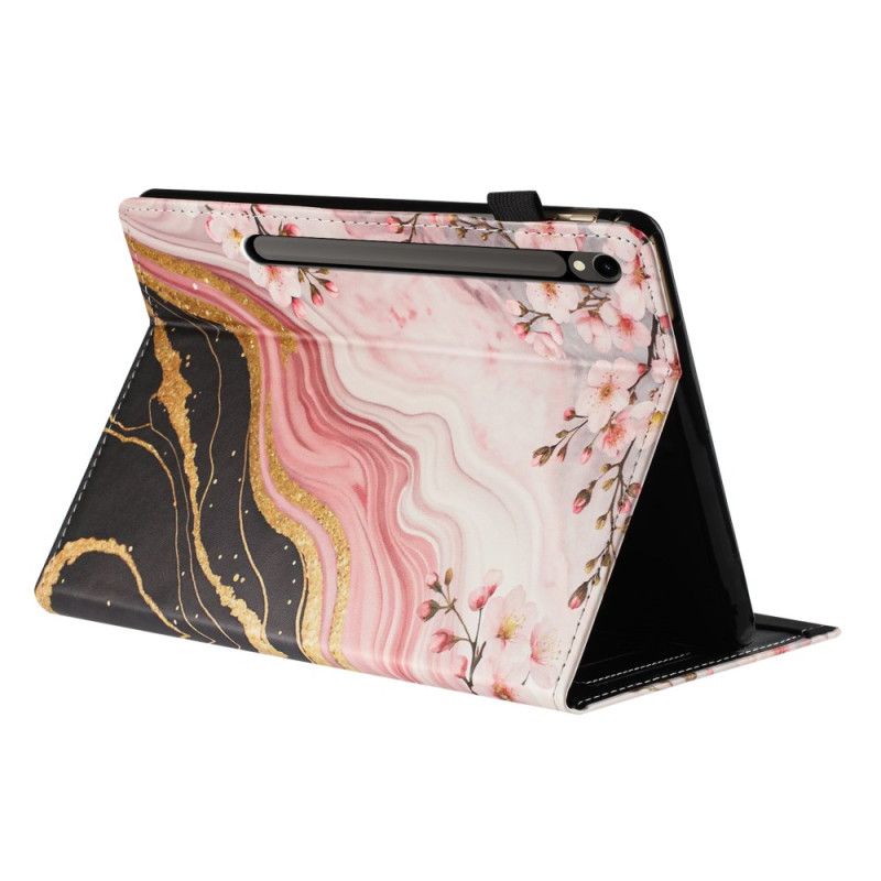 Hoesje Case Samsung Galaxy Tab S10 Fe Telefoonhoesje Marmeren Bloemenontwerp