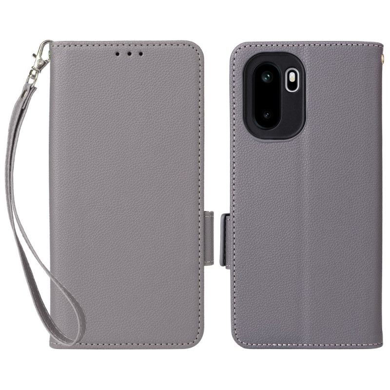 Flip Case Leren Oneplus 15r Lychee-textuur Met Bandje