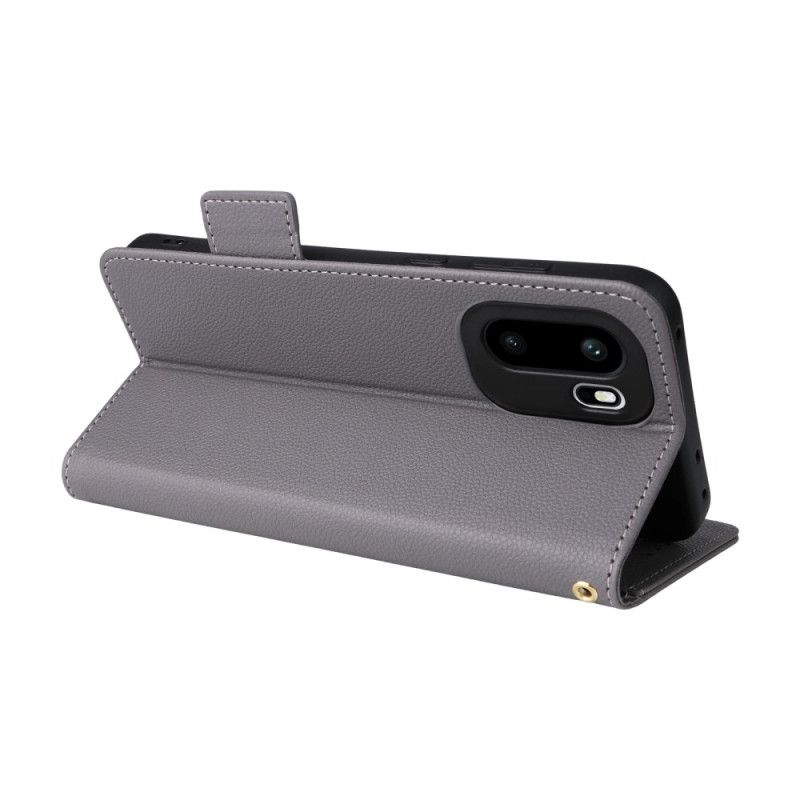 Flip Case Leren Oneplus 15r Lychee-textuur Met Bandje