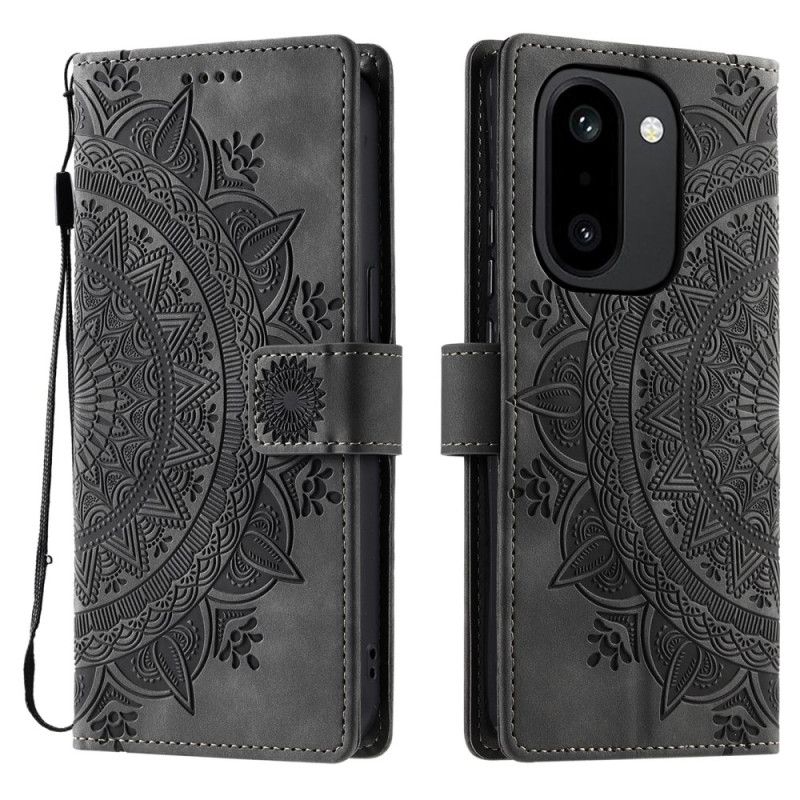 Flip Case Leren Oneplus 15r Portemonnee Met Mandala Suède-effect