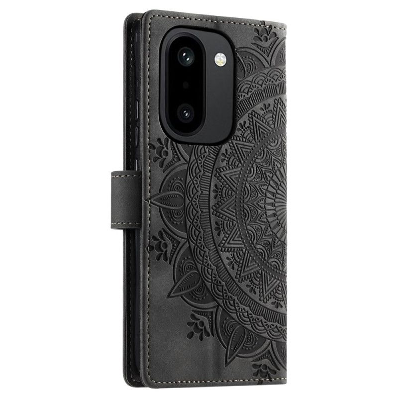 Flip Case Leren Oneplus 15r Portemonnee Met Mandala Suède-effect