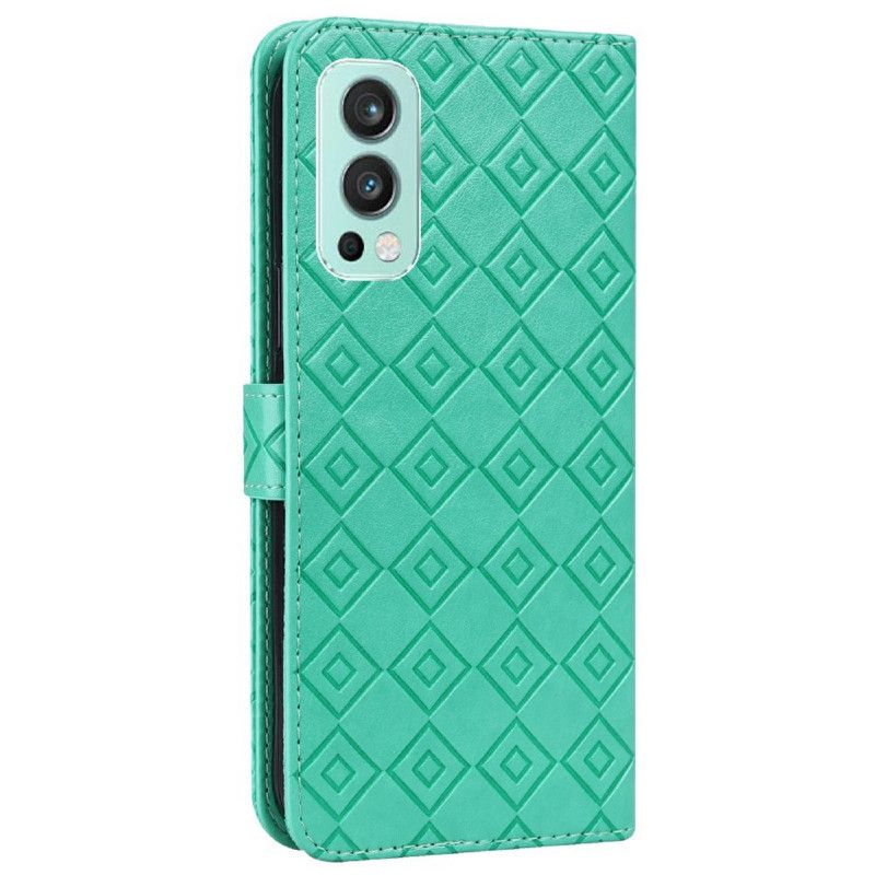 Bescherming Hoesje Oneplus Nord 2 5g Imitatieleer Ruitpatroon