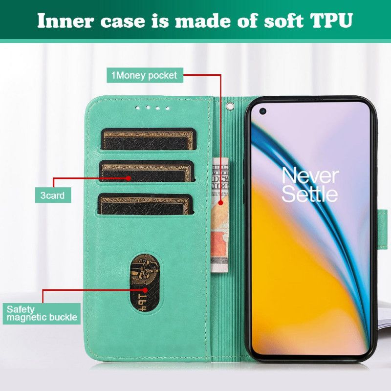 Bescherming Hoesje Oneplus Nord 2 5g Imitatieleer Ruitpatroon