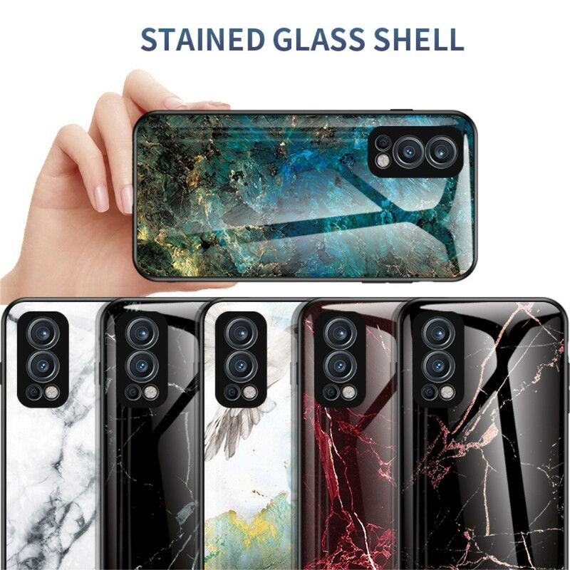 Cover Hoesje Oneplus Nord 2 5g Telefoonhoesje Marmerkleuren Gehard Glas