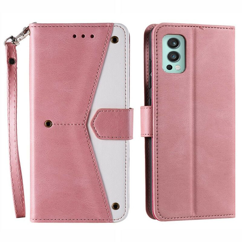 Flip Case Leren Oneplus Nord 2 5g Skin-touch Naden