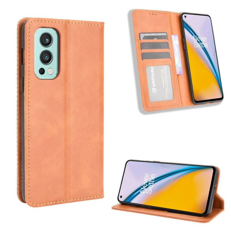 Folio-hoesje Oneplus Nord 2 5g Gestileerd Vintage Leereffect