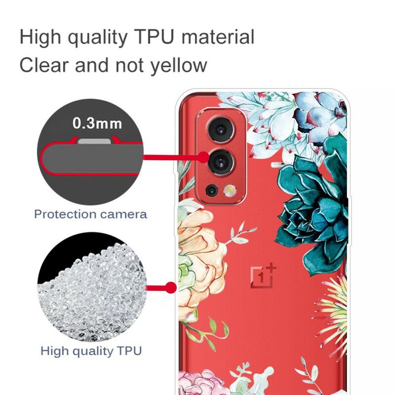 Hoesje Oneplus Nord 2 5g Naadloze Aquarel Bloemen Bescherming Hoesje