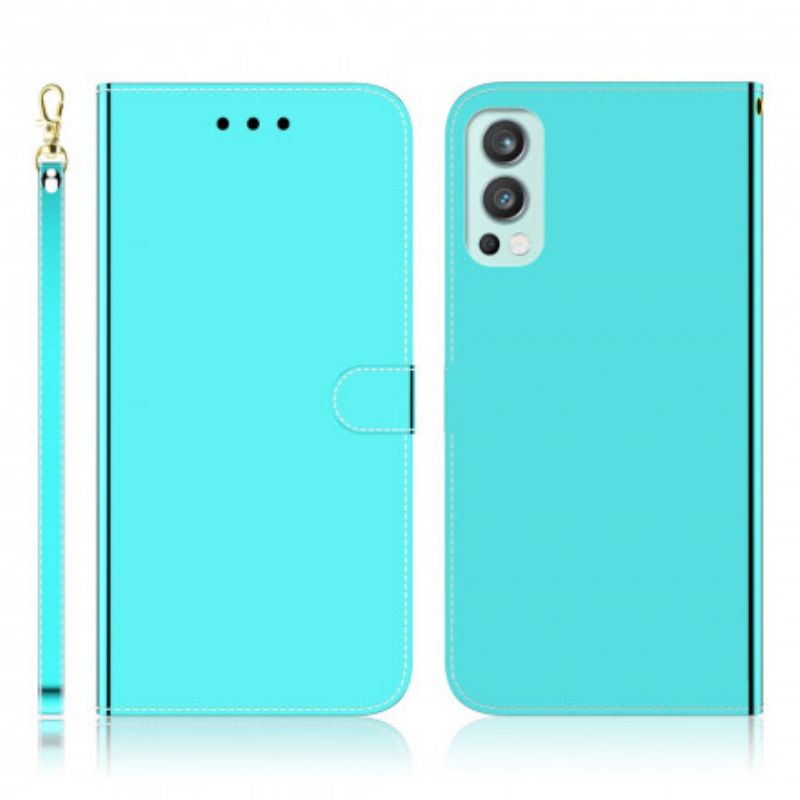 Leren Hoesje Oneplus Nord 2 5g Kunstleer Spiegelkap Bescherming Hoesje