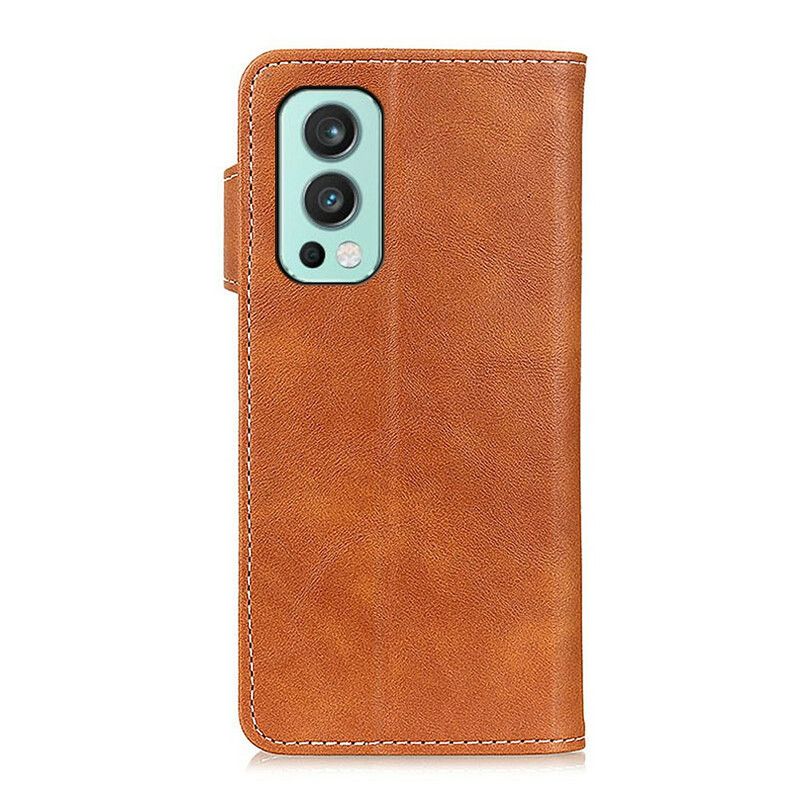 Leren Hoesje Voor Oneplus Nord 2 5g Artistieke Naaiknop