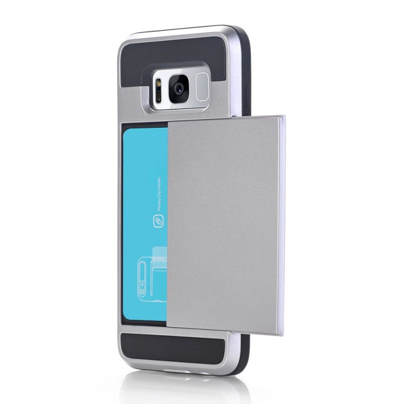 Cover Hoesje Samsung Galaxy S8 Grijs Zwart Telefoonhoesje Stijve Flitsende Kaarthouder