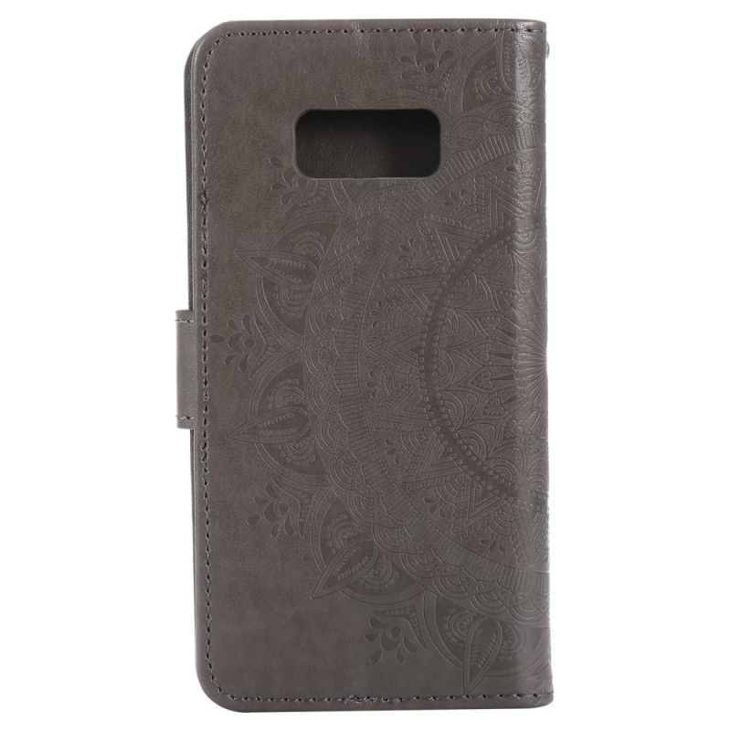 Flip Case Leren Samsung Galaxy S8 Magenta Grijs Zon Mandala