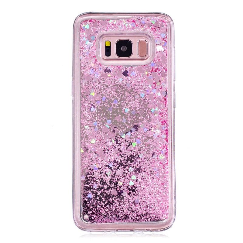 Hoesje Samsung Galaxy S8 Zilver Paars Glitterpoeder