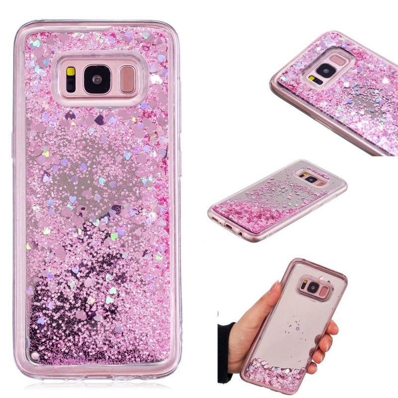 Hoesje Samsung Galaxy S8 Zilver Paars Glitterpoeder