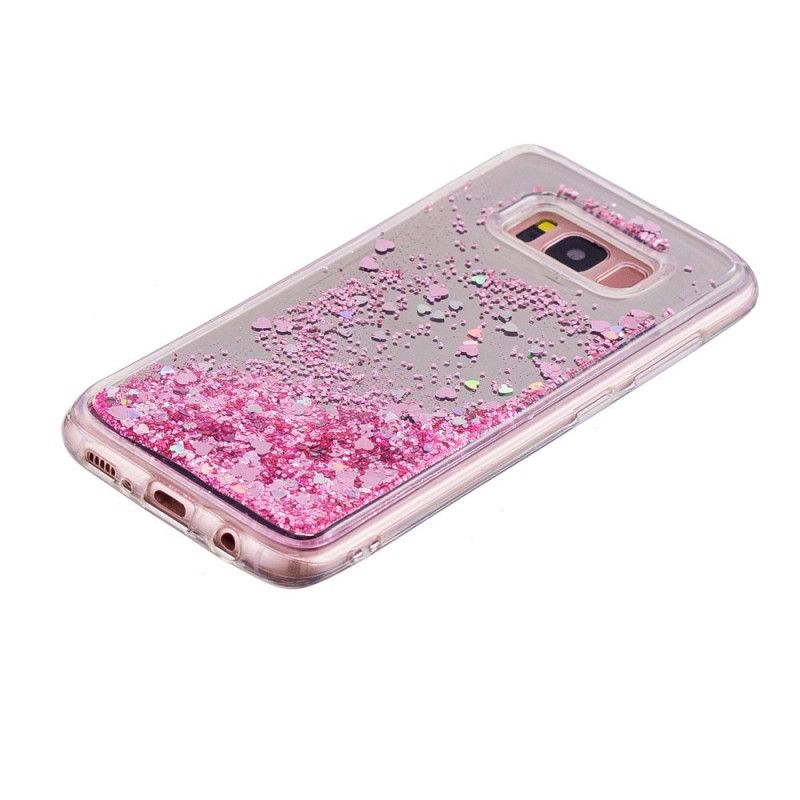 Hoesje Samsung Galaxy S8 Zilver Paars Glitterpoeder