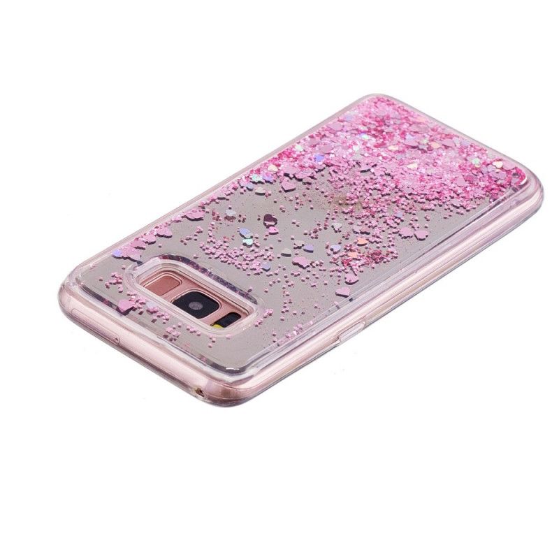 Hoesje Samsung Galaxy S8 Zilver Paars Glitterpoeder