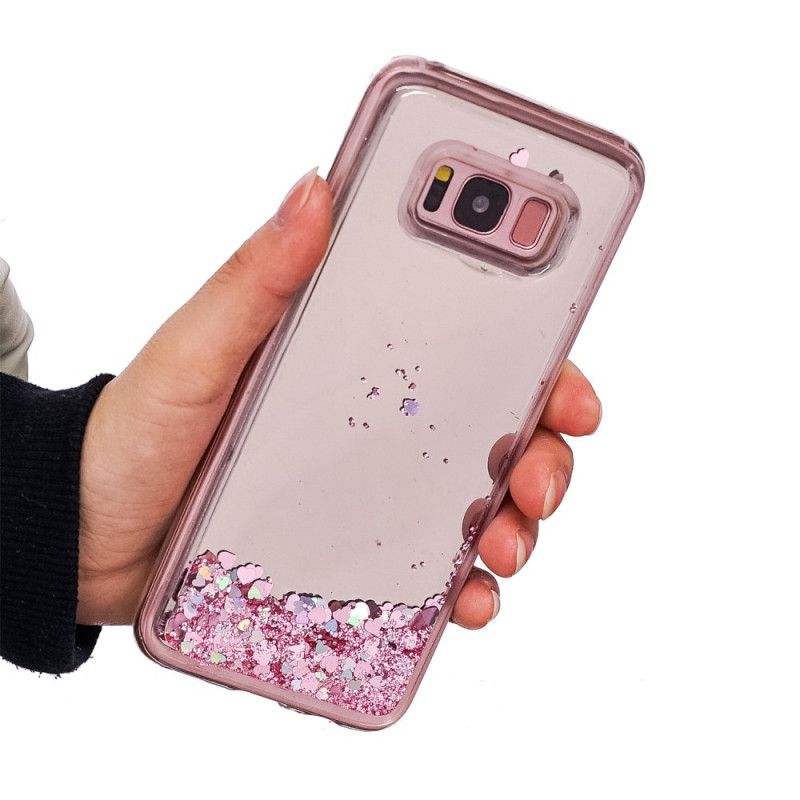 Hoesje Samsung Galaxy S8 Zilver Paars Glitterpoeder