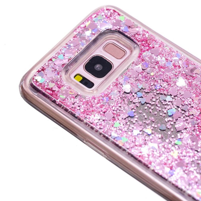 Hoesje Samsung Galaxy S8 Zilver Paars Glitterpoeder